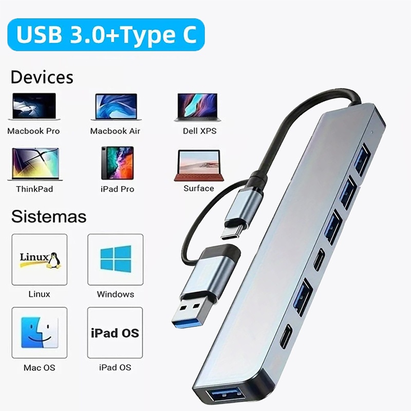 Hub USB3.0 2 en 1, 7 ports, ex - Laptop Accessories Price avis et prix