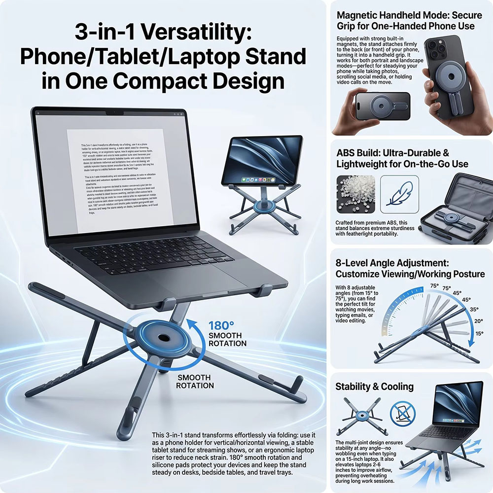 Support de téléphone magnétiqu - Laptop Accessories Organizer avis et prix